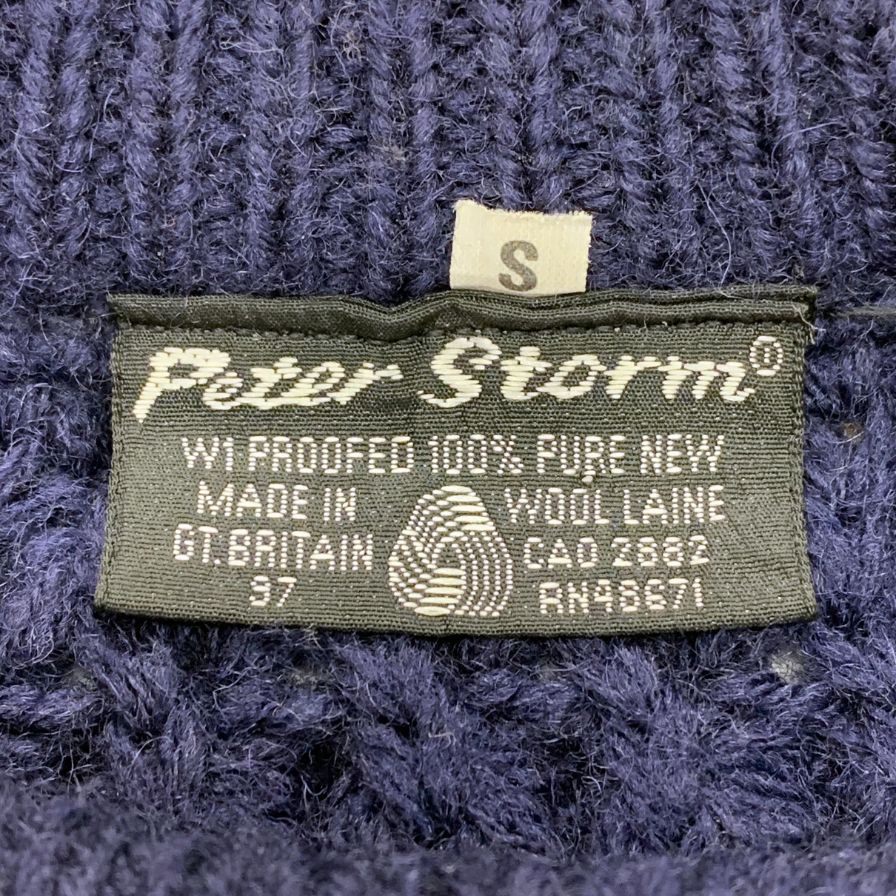 美品◆ピーターストーム ニット セーター ポップコーン  80年代 ウール サイズS ネイビー メンズ Peter Storm 【AFB25】