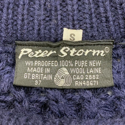 美品◆ピーターストーム ニット セーター ポップコーン  80年代 ウール サイズS ネイビー メンズ Peter Storm 【AFB25】