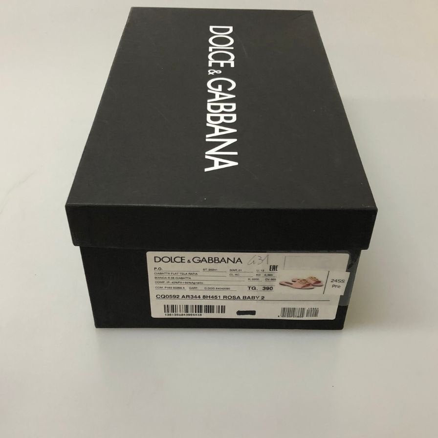 ドルチェ＆ガッバーナ スライドサンダル ラフィア ゴールド金具 ピンク サイズ39 レディース DOLCE＆GABBANA 約25.5cm【AFD12】
