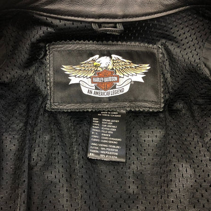 中古◆ハーレーダビッドソン シングルライダース レザー ジャケット ロゴ デザイン ブラック サイズL HARLEY DAVIDSON 【AFG1】