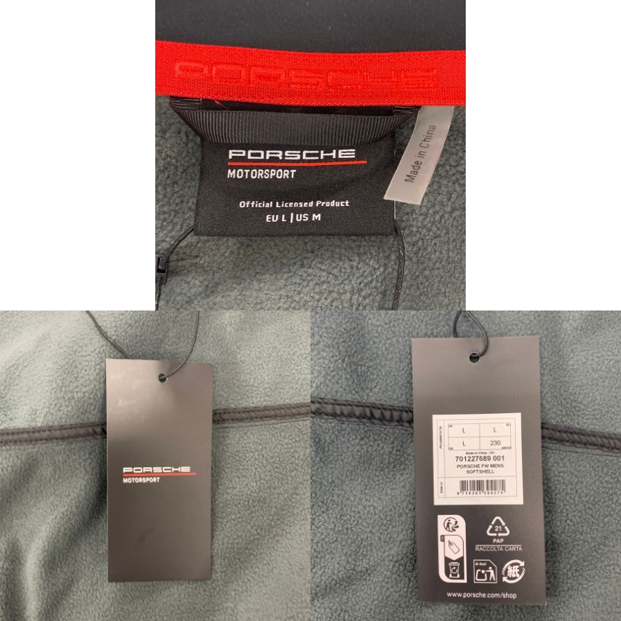 新品同様◆ポルシェ ソフトシェル ジャケット モータースポーツ ウェア レッドブラック サイズL PORSCHE 【AFF22】