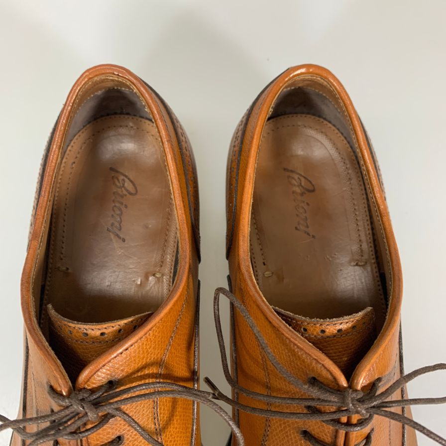 ブリオーニ キャップトゥ レザーシューズ ブラウン サイズ8 メンズ Brioni 約26.5cm【YB3】