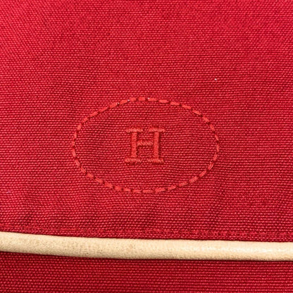 エルメス トラベルポーチ フラット レザー×キャンバス オレンジ ユニセックス HERMES【AFI2】