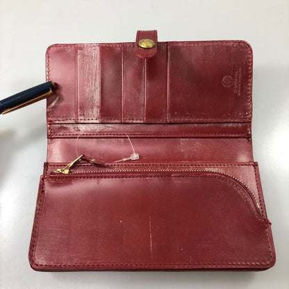 グレンロイヤル 長財布 二つ折り財布 フラップボタン ブライドルレザー ボルドー ゴールド金具 GLENROYAL【AFI1】