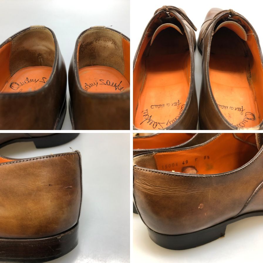 サントーニ レザーシューズ ストレートチップ 15004 ブラウン サイズ8.5 santoni 約27.5cm【AFC47】