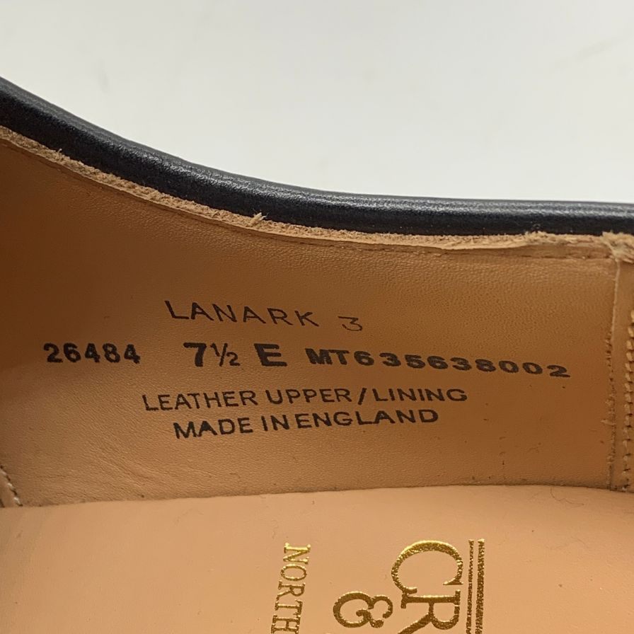 クロケット＆ジョーンズ ラナーク3 レザーソール ブラック サイズ7F ラスト378 メンズ Crockett & Jones ビジネスシューズ 約25.5cm【LA】【中古】