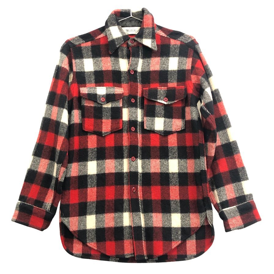 美品◆ウールリッチ シャツジャケット 70年代 三角タグ チェック ウール メンズ サイズS wool rich 【AFA16】