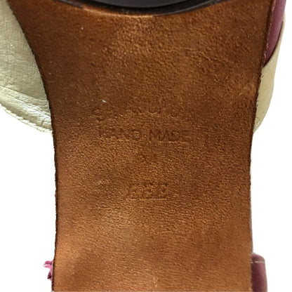 新宿屋 レザーパンプス オーストリッチ 4640-075 レッド×ベージュ 24cm レディース shinjukuya 約24.0cm【7F2-1】