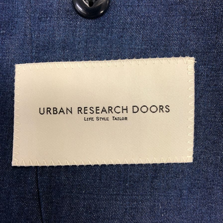 新品同様◆アーバンリサーチ ドアーズ テーラードジャケット コットン リネン  ブルー系 サイズ44 URBAN RESEARCH DOORS 【AFB3】
