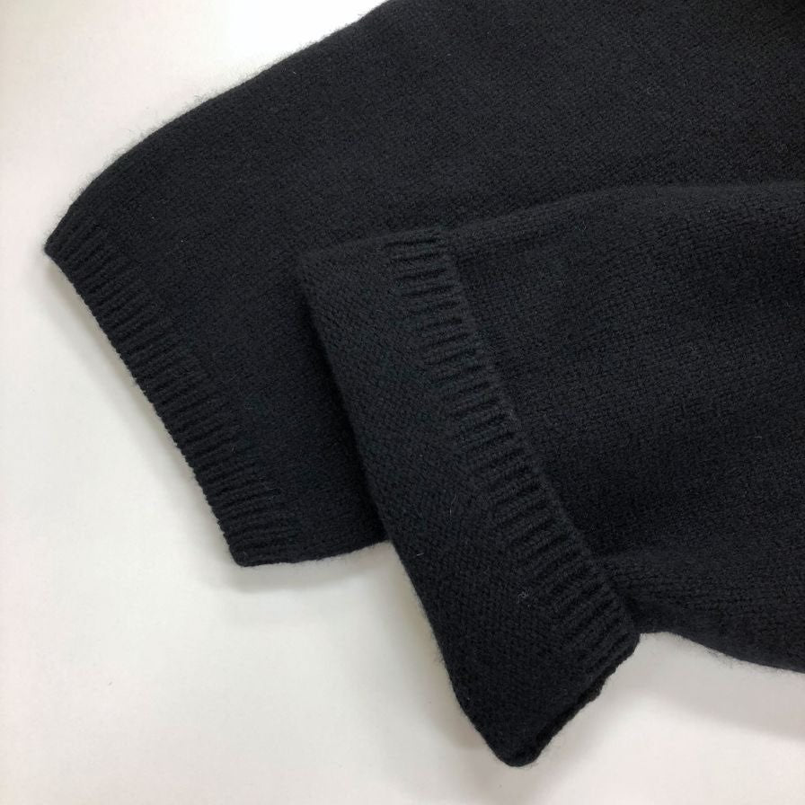 美品◆バトナー ウール Vネック ニット セーター メンズ ブラック サイズL BATONER 【AFB47】