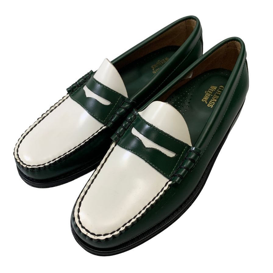 ジーエイチバス ローファー ウィージャンズ サイズ8.5 メンズ グリーン ホワイト G.H.Bass&Co. WEEJUNS LARSON ローファー 約26.5cm【LA】【中古】