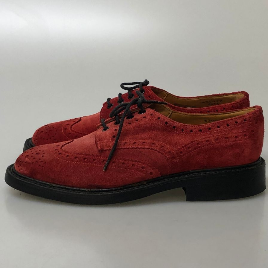 トリッカーズ スエード バートンフルブローグ 5633 メンズ サイズ7.5 レッド Tricker's 約26.0cm【PTM3】