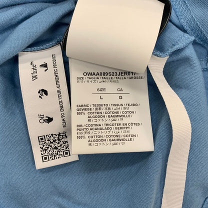 極美品◆オフホワイト グラフィック ロゴTシャツ 23SS OWAA089S23JER017 メンズ サイズL ブルー  OFF-WHITE 【AFB19】