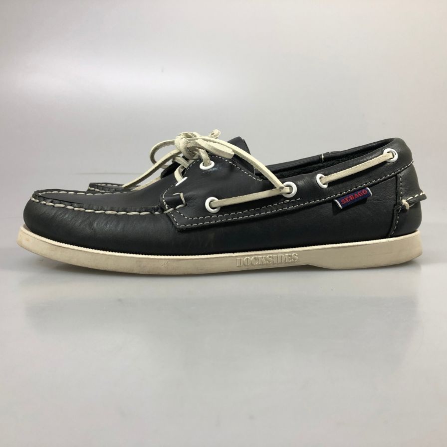 セバゴ レザーシューズ デッキシューズ モカシン メンズ ネイビー  サイズUK6.5 SEBAGO 約24.5cm【AFC31】