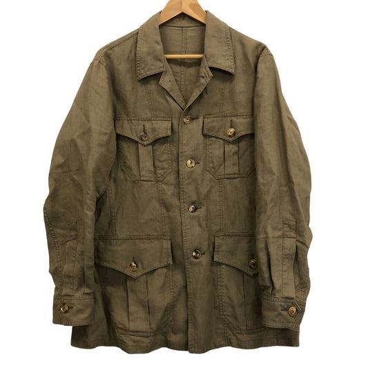 極美品◆レスレストン リネンジャケット スペンス ブライソン生地 メンズ サイズ L ブラウン LES LESTON 【AFB3】