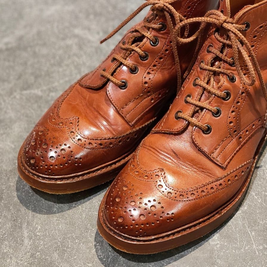 トリッカーズ カントリーブーツ SHIPS別注 2508 ウィングチップ カーフ レザー メンズ サイズ UK8 ブラウン Tricker’ｓ ブーツ 約26.5cm【LA】【中古】