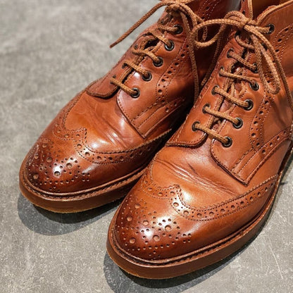 トリッカーズ カントリーブーツ SHIPS別注 2508 ウィングチップ カーフ レザー メンズ サイズ UK8 ブラウン Tricker’ｓ ブーツ 約26.5cm【LA】【中古】