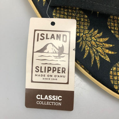 アイランドスリッパ ビーチサンダル 総柄 クラシック パイナップル パイン デザイン ブラック メンズ サイズ12 ISLAND SLIPPER 約30.0cm【AFC2】