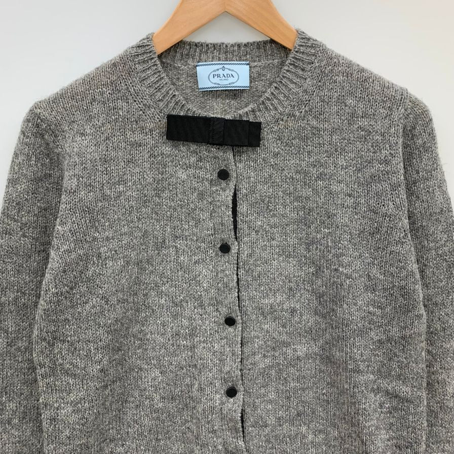 極美品◆プラダ ニット カーディガン 2016 ウール100% レディース サイズ44 グレー PRADA 【AFB28】