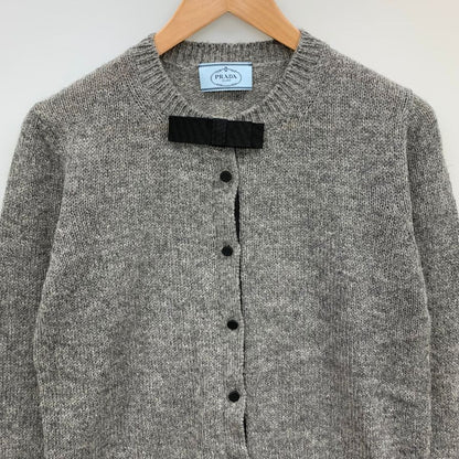 極美品◆プラダ ニット カーディガン 2016 ウール100% レディース サイズ44 グレー PRADA 【AFB28】