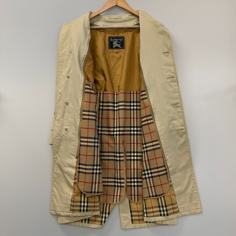 中古◆バーバリー バルカラーコート イングランド製 ライナー付 ベージュ メンズ サイズ 165 Burberry 【AFA15】