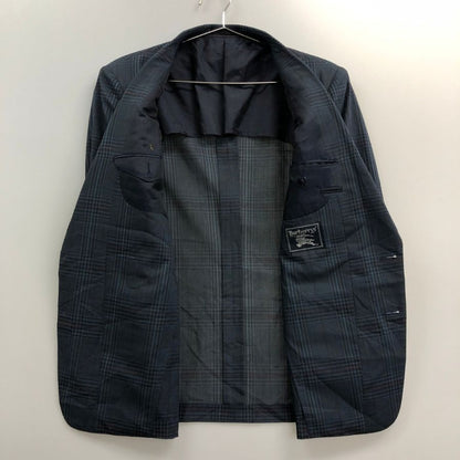 美品◆バーバリー 2B テーラードジャケット 90年代 旧タグ チェック ネイビー メンズ サイズ170AB5 Burberry 【AFF22】