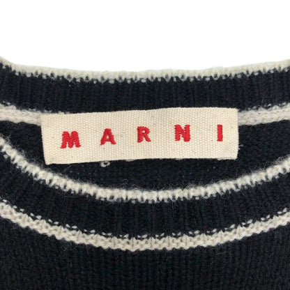 極美品◆マルニ ニット セーター カシミア100% ステッチあしらい レディース サイズ40 ブラック MARNI 【AFB29】