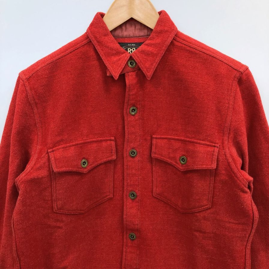 美品◆ダブルアールエル ラルフローレン シャツジャケット ウール混 レッド メンズ サイズXS RALPH LAUREN RRL 【AFB37】