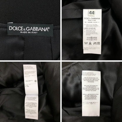 ドルチェ&ガッバーナ レザー スカート ウエストハイリブ 子牛革 レディース サイズ44 ブラック DOLCE&GABBANA【AFB29】
