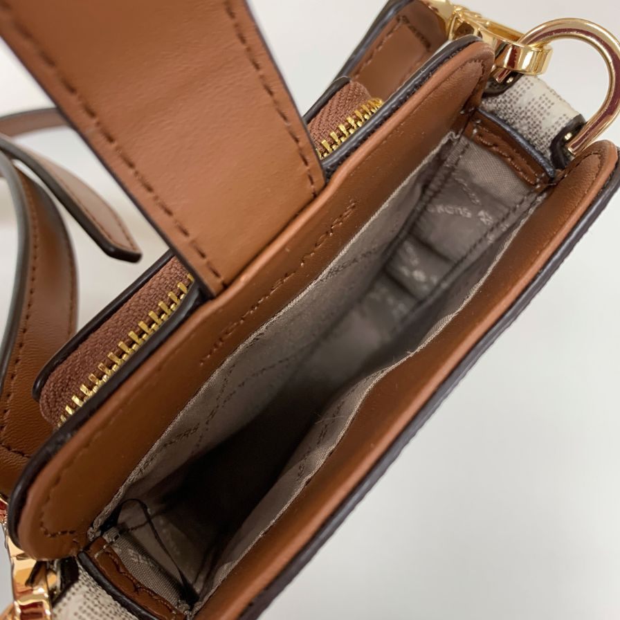 マイケルコース ショルダーバッグ フォーンポシェット JET SET ITEM レザー シグネチャー ホワイト レディース MICHAEL KORS【AFE6】