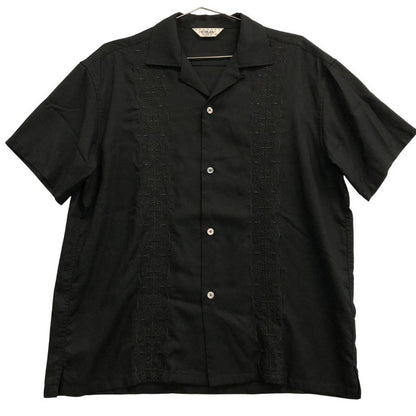 美品◆キャリー シャツ 半袖 キューバシャツ メンズ ブラック サイズM CALEE 【AFB38】