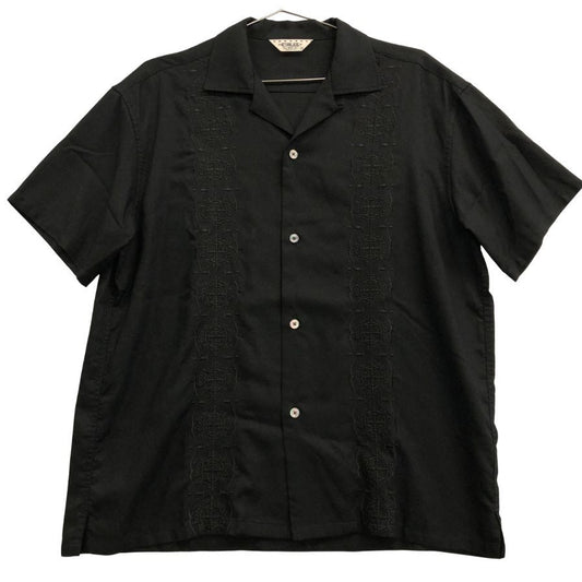 美品◆キャリー シャツ 半袖 キューバシャツ メンズ ブラック サイズM CALEE 【AFB38】