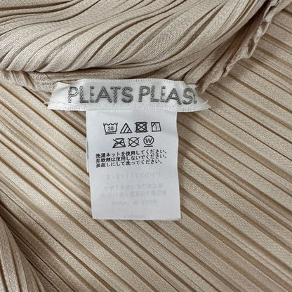 美品◆プリーツプリーズ ワンピース PP53JT112 ポリエステル レディース ベージュ サイズ3  PLEATS PLEASE ISSEY MIYAKE 【AFB5】