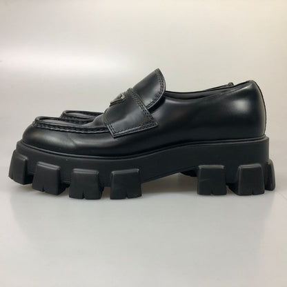 プラダ レザーローファー モノリス トライアングルロゴ 2DE129 メンズ サイズ10 黒 PRADA 約29.0cm【AFC2】