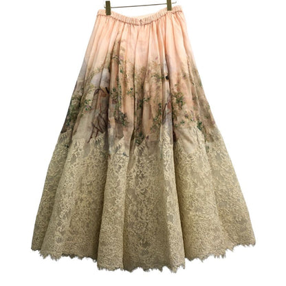 ジマーマン ロングスカート 花柄 レースデザイン ピンク系 レディース サイズ2 ZIMMERMANN【AFB16】