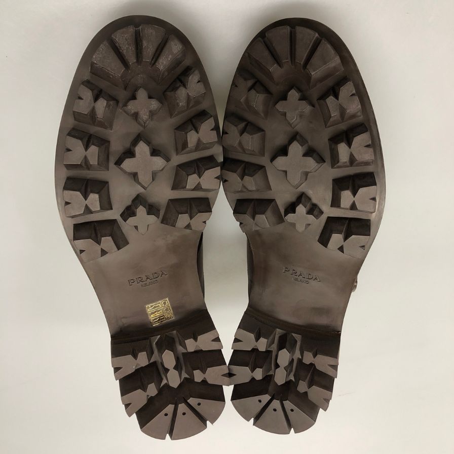 プラダ シングルモンク Uチップ メンズ ブラウン サイズ 9 PRADA 約27.0cm【AFD12】
