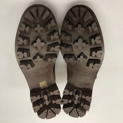 プラダ シングルモンク Uチップ メンズ ブラウン サイズ 9 PRADA 約27.0cm【AFD12】
