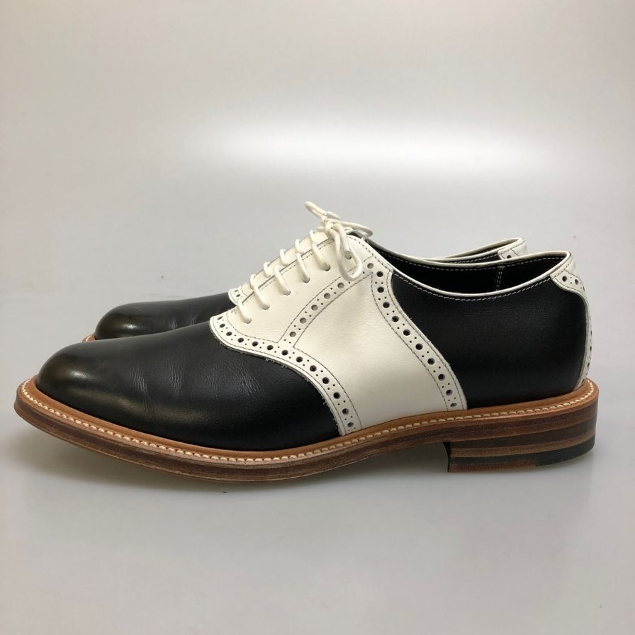 リーガル トーキョー サドルシューズ プレーントゥ コンビ カーフ ブラック×ホワイト メンズ サイズ25.5cm REGAL TOKYO ビジネスシューズ 約25.5cm【LA】【中古】
