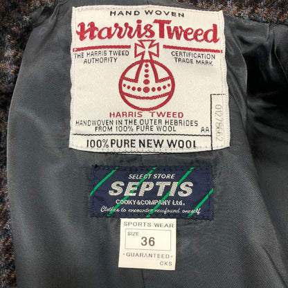極美品◆セプティズ 2B ジャケット ハリスツイード生地 メンズ サイズ38 グレー系 SEPTIS HARRIS TWEED 【AFA3】
