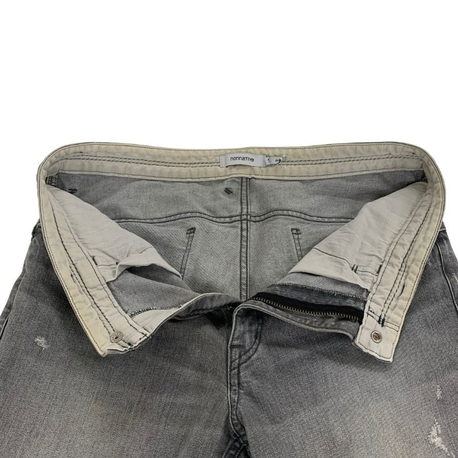 中古◆ノンネイティブ デニムパンツ ダメージ DWELLER TAPERED FIT NN-P3708 メンズ グレー サイズ3 nonnative 【AFB43】