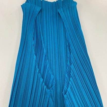 美品◆プリーツプリーズ イッセイミヤケ カットソー ノースリーブ チュニック PP81-JK221 ブルー サイズ3 PLEATS PLEASE 【AFB14】