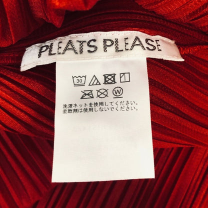 美品◆プリーツプリーズ イッセイミヤケ ロング 長袖 ワンピース PP53JH514 レッド サイズ3 レディース PLEATS PLEASE 【AFB3】