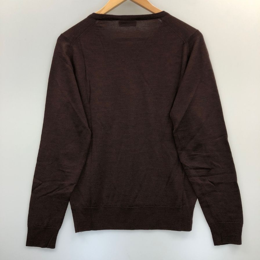 美品◆ジョンスメドレー  ウール  クルーネック 長袖 シャツ メンズ サイズ  S ブラウン系  JOHN SMEDLEY 【AFB5】
