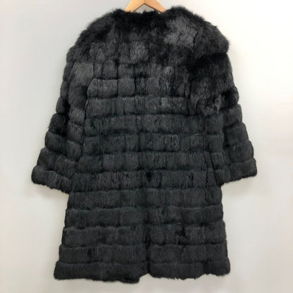 美品◆ロデオクラウン コート ラビット ファー ハーフ ノーカラー ブラック レディース サイズM RODEO CROWNS 【AFF21】