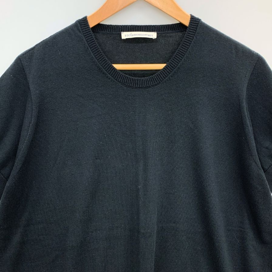 極美品◆ステファノモルタリ レディース  コットン カットソー サイズ42 ブラック stefanomortari 【AFB7】