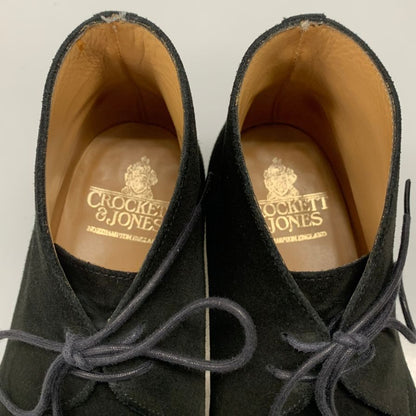 クロケット&ジョーンズ レザーシューズ チャッカブーツ チャートシー スエード ブラック サイズUK7E CROCKETT&JONES CHERTSEY ブーツ 約25.5cm【LA】【中古】