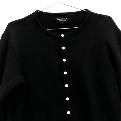 美品◆アニエスベー ジャケット ET84M001 ブルゾン ボタン 裏起毛 メンズ ブラック サイズ3  agnès b 【AFB39】