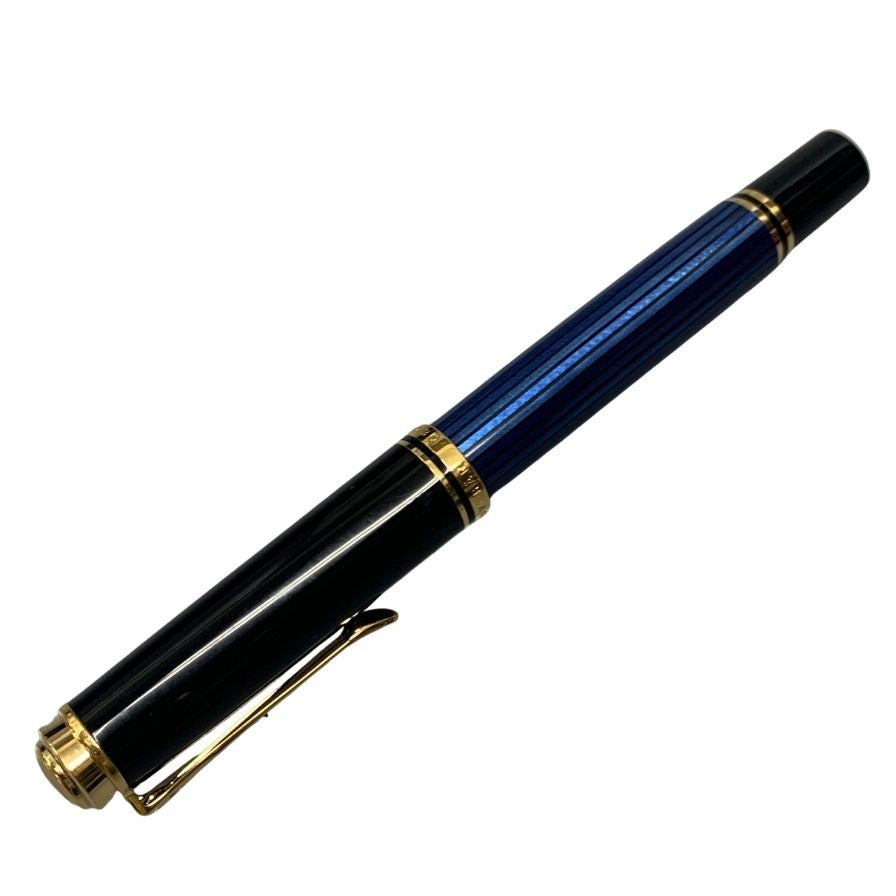 ペリカン 万年筆 スーベレーン M400 ペン先14C-585 F刻印 青 ブルーストライプ 縞 Pelikan Souveran【AFI12】