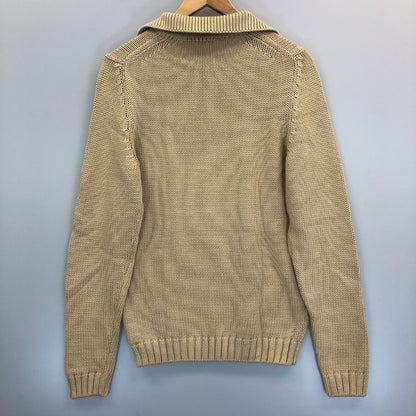 美品◆ザノーネ ニット 厚手 襟付き ニット メンズ ベージュ サイズ48 ZANONE 【AFB29】