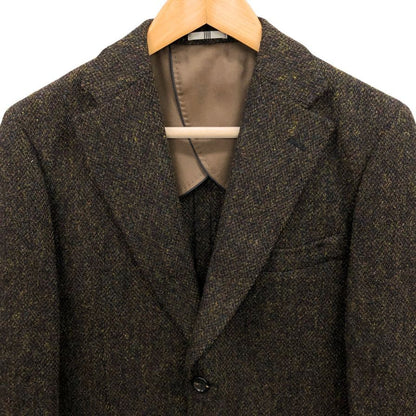 極美品◆スーツセレクト テーラードジャケット ハリスツイード ブラウン サイズY5 SUIT SELECT 【AFB42】